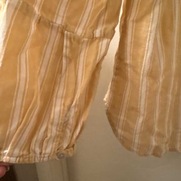 Pietsie Pull over top  3/4 button closure cotton top yellow striped sz s - Picture 4 of 7
